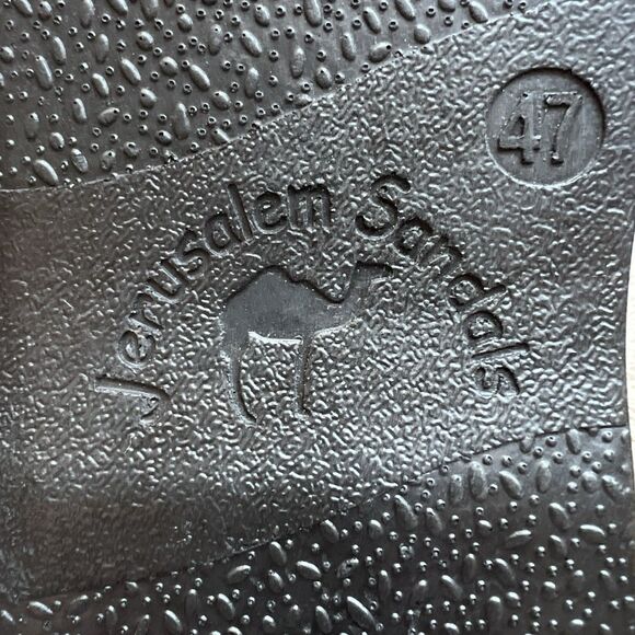 Jerusalem Dark Brown Stiff Leather Slide Sandal Men EU 47 US 13.5-14 Double Monk - Picture 14 of 15